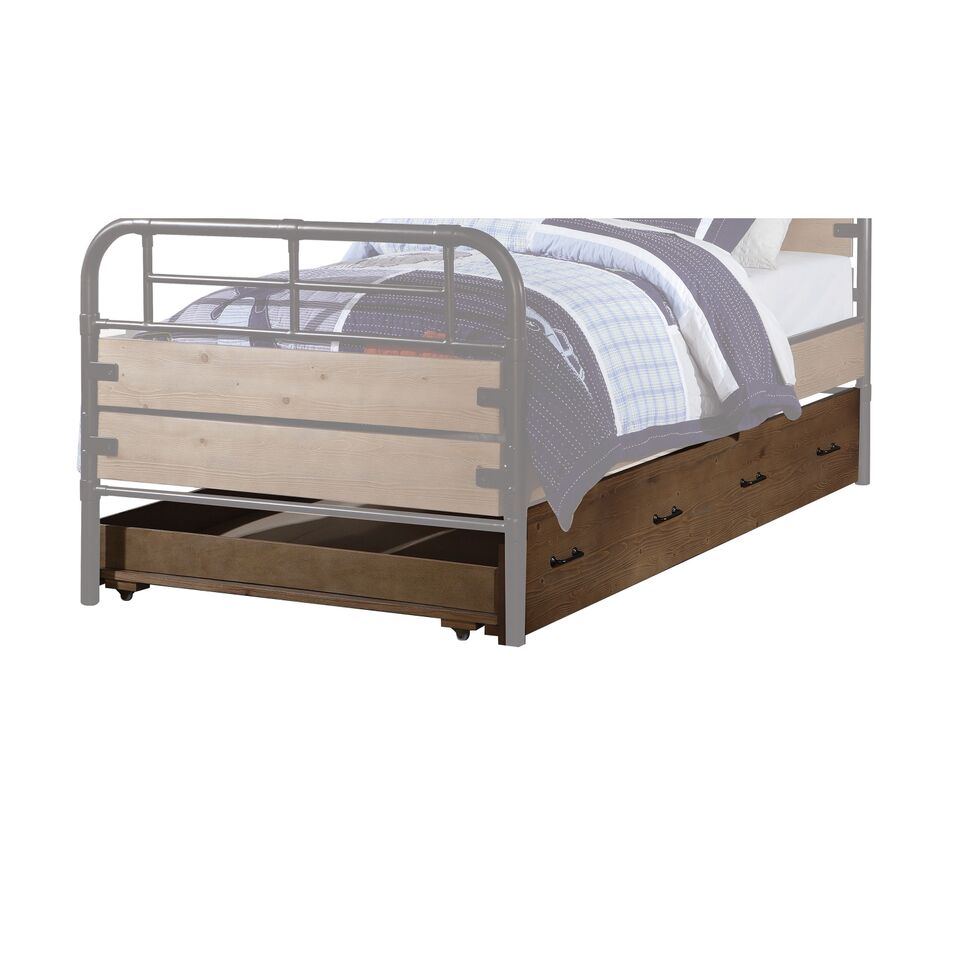 Brown and Black Solid Wood Twin Bed Frame - Image 2