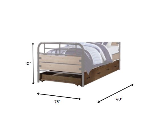 Brown and Black Solid Wood Twin Bed Frame - Image 9