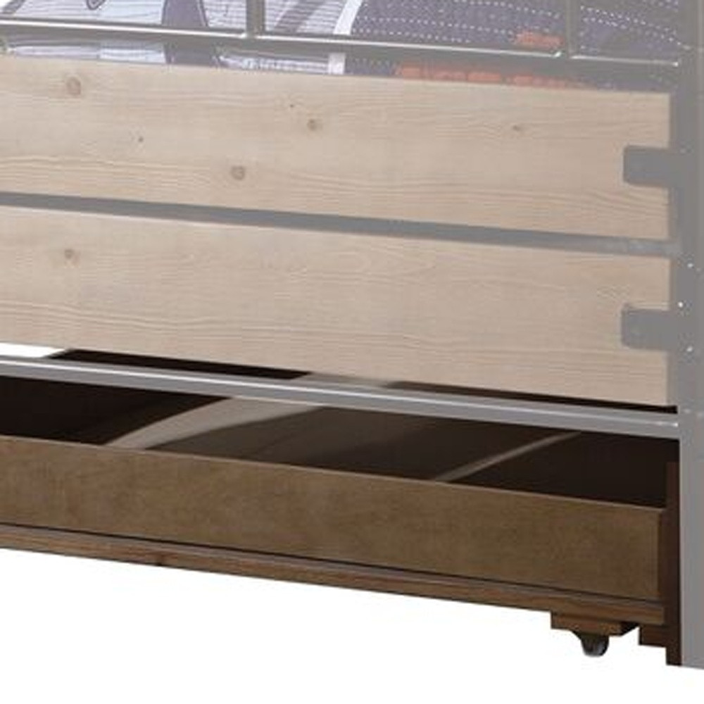 Brown and Black Solid Wood Twin Bed Frame - Image 5