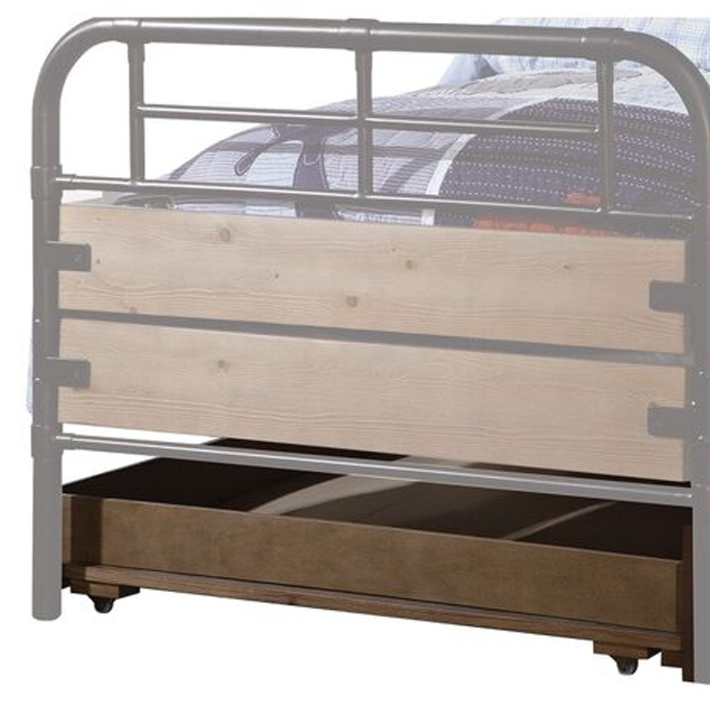 Brown and Black Solid Wood Twin Bed Frame - Image 6