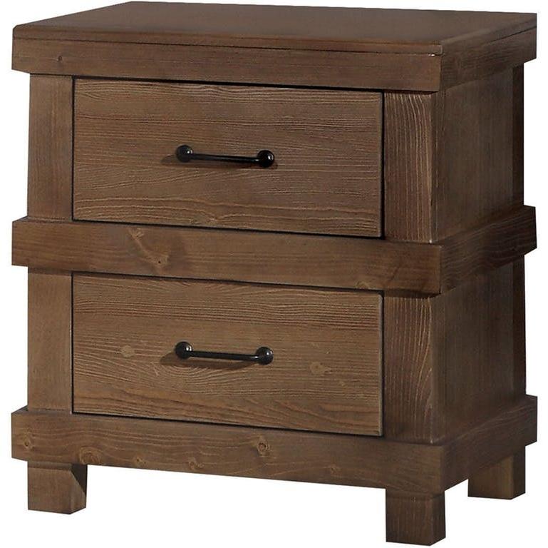 23" Brown Two Drawers Metal Nightstand - Image 2