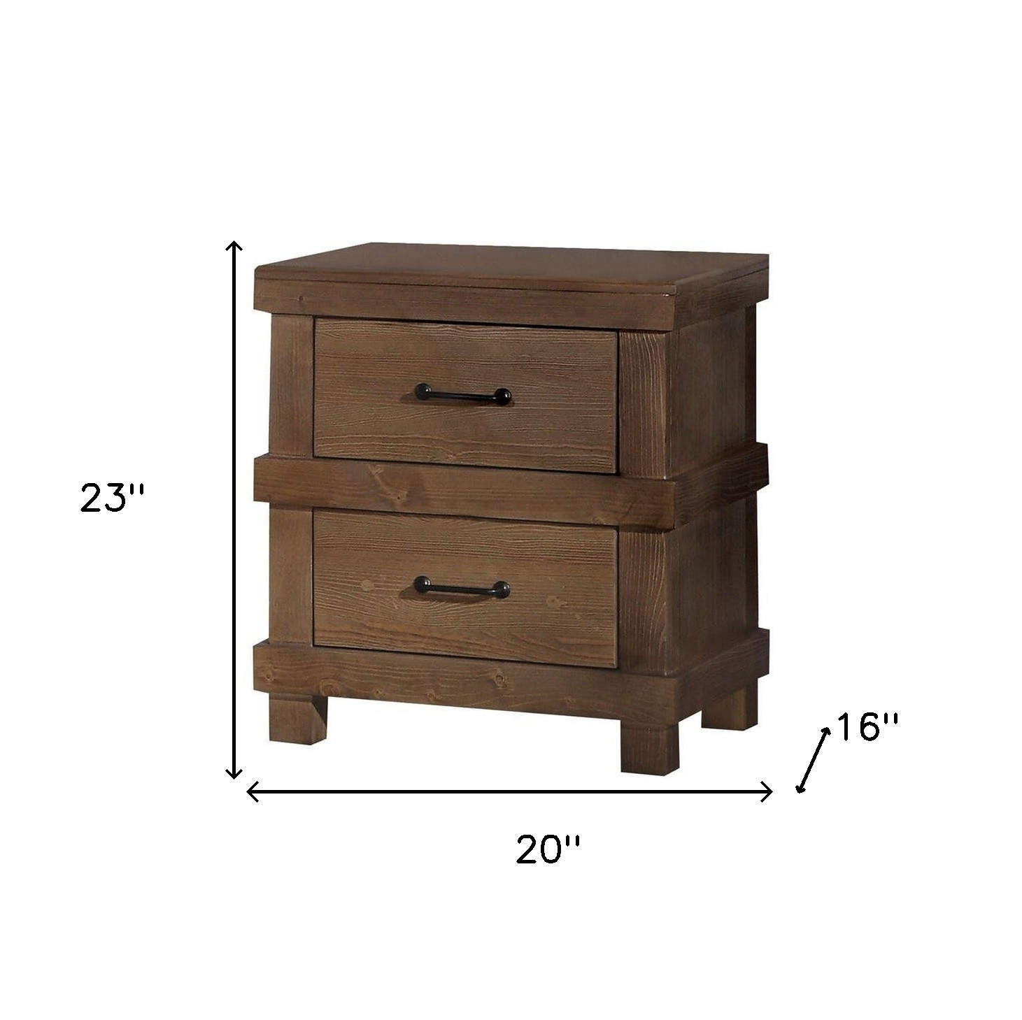 23" Brown Two Drawers Metal Nightstand - Image 5