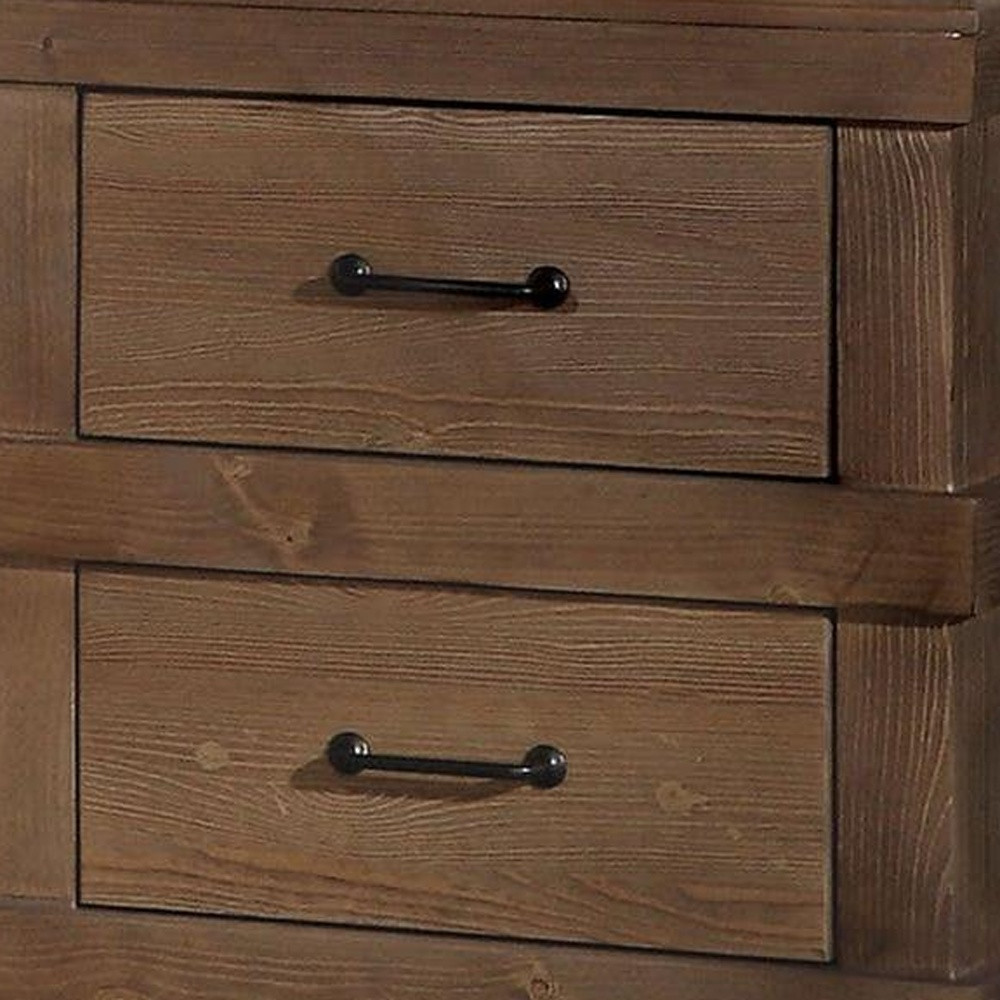 23" Brown Two Drawers Metal Nightstand - Image 3