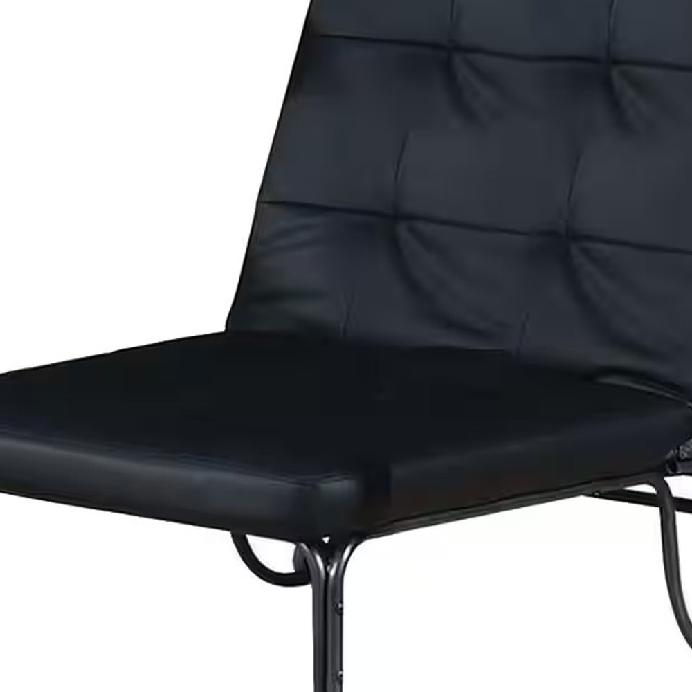 75" Black Faux Leather Tufted Convertible Chair - Image 3