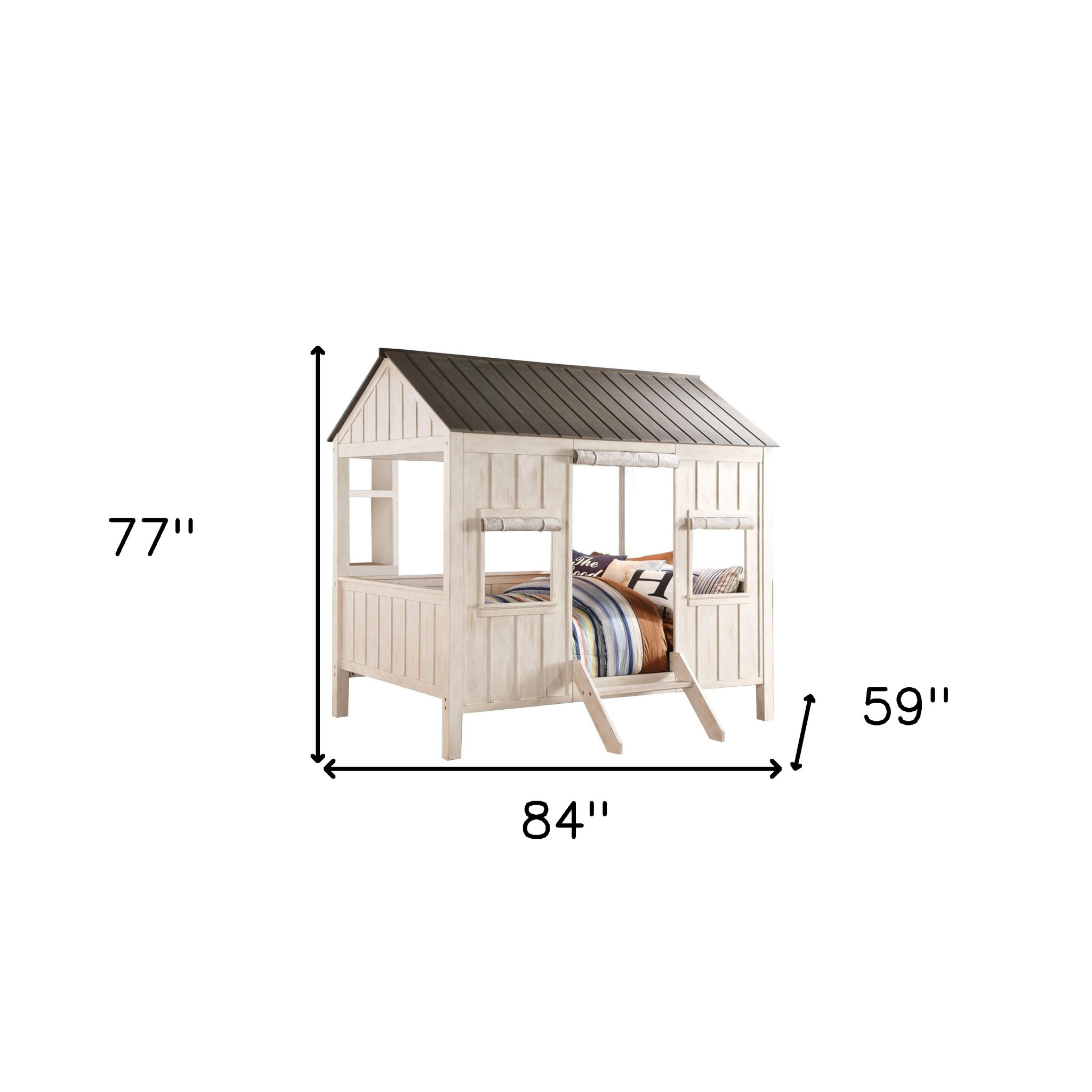 White Solid Wood Full House Bed - Image 7