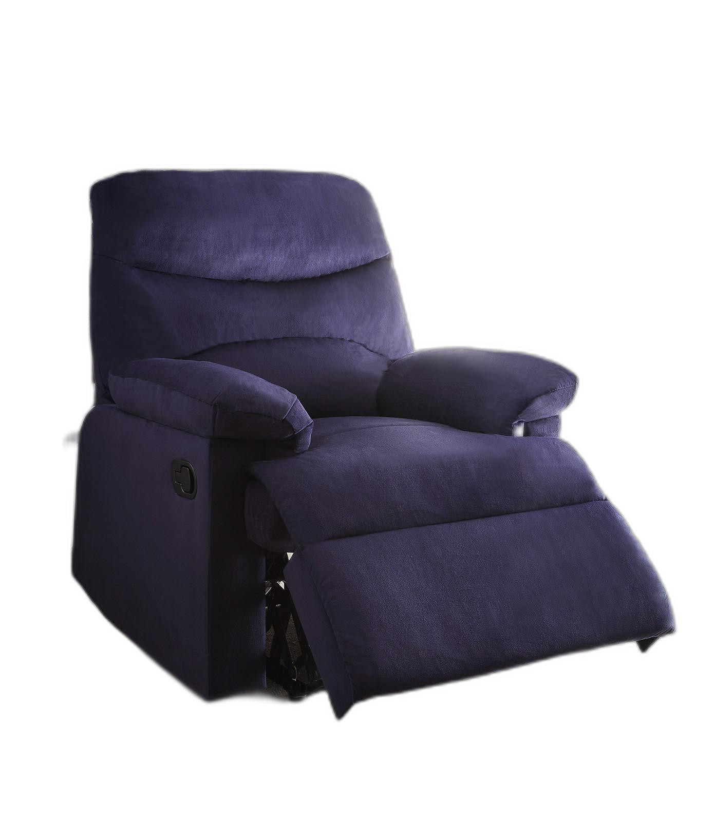 35" Blue Velvet Manual Recliner - Image 2