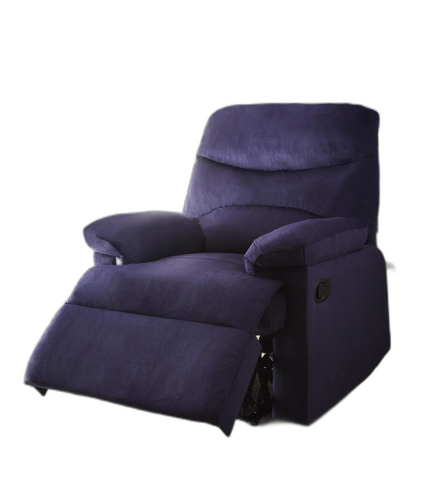 35" Blue Velvet Manual Recliner - Image 3