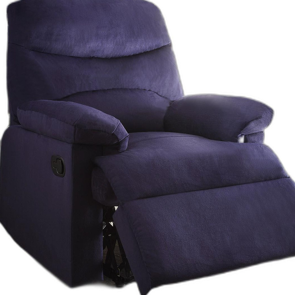 35" Blue Velvet Manual Recliner - Image 4