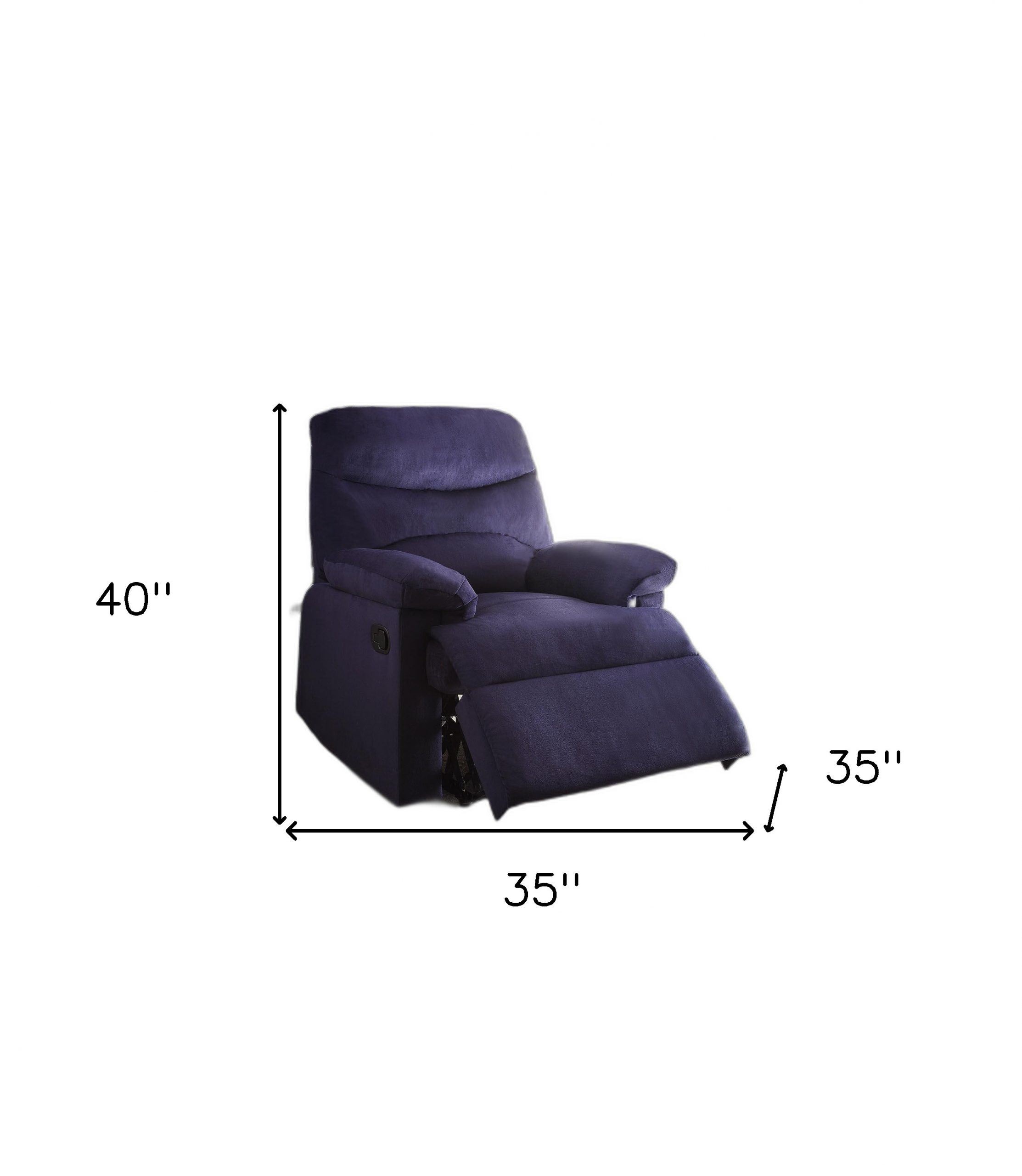 35" Blue Velvet Manual Recliner - Image 7