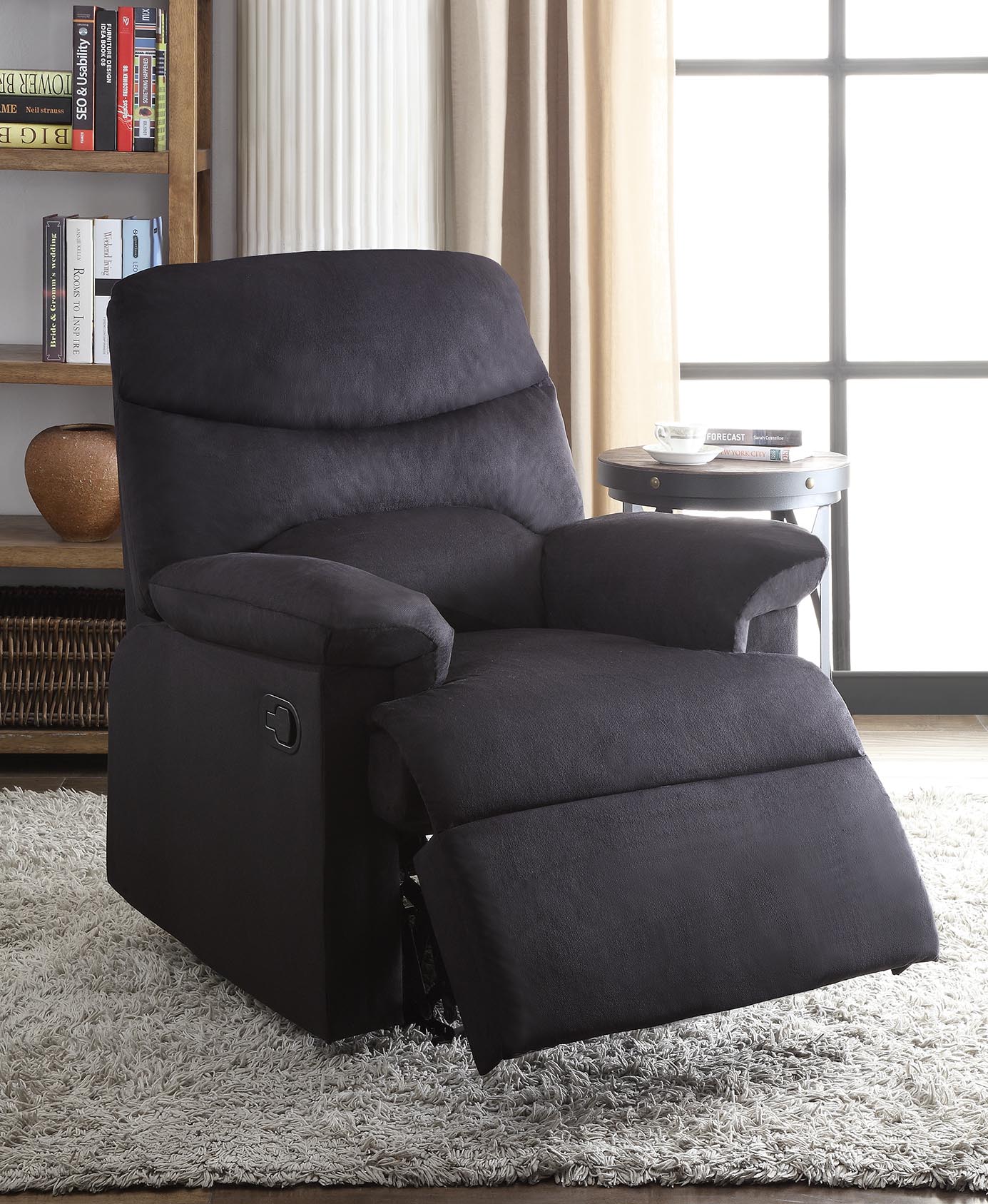 35" Black Microfiber Manual Recliner - Image 5
