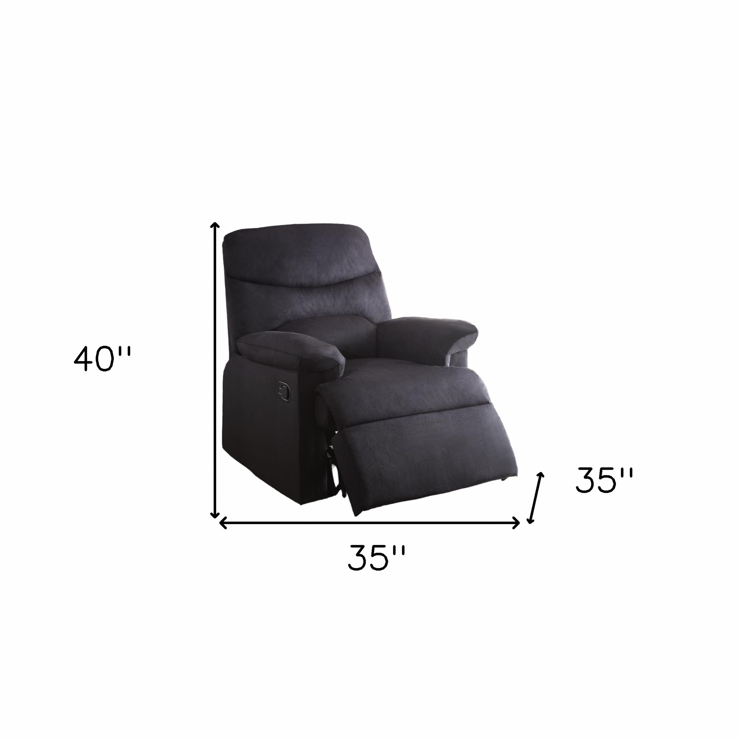 35" Black Microfiber Manual Recliner - Image 6