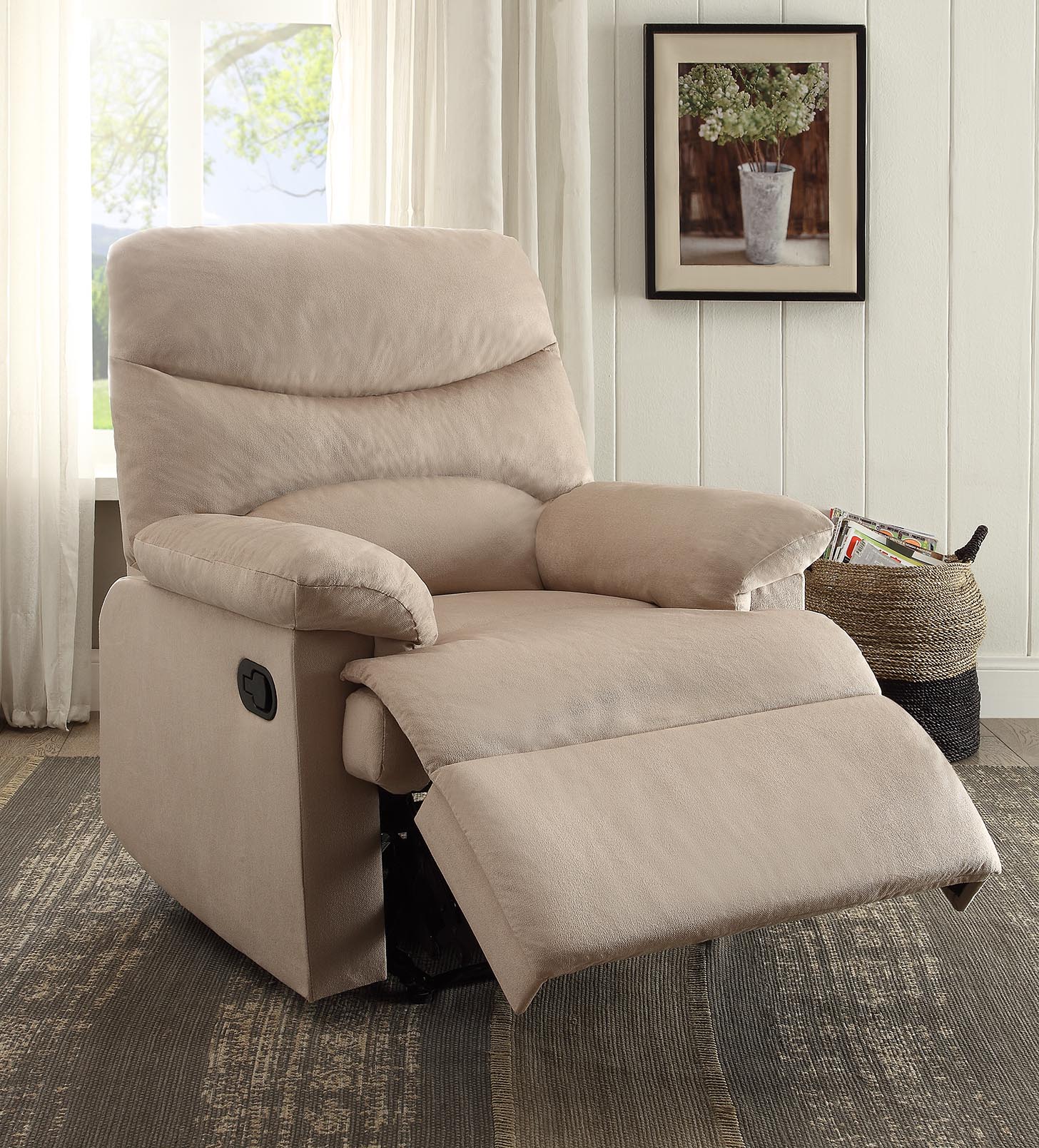 35" Light Brown Microfiber Manual Recliner - Image 5