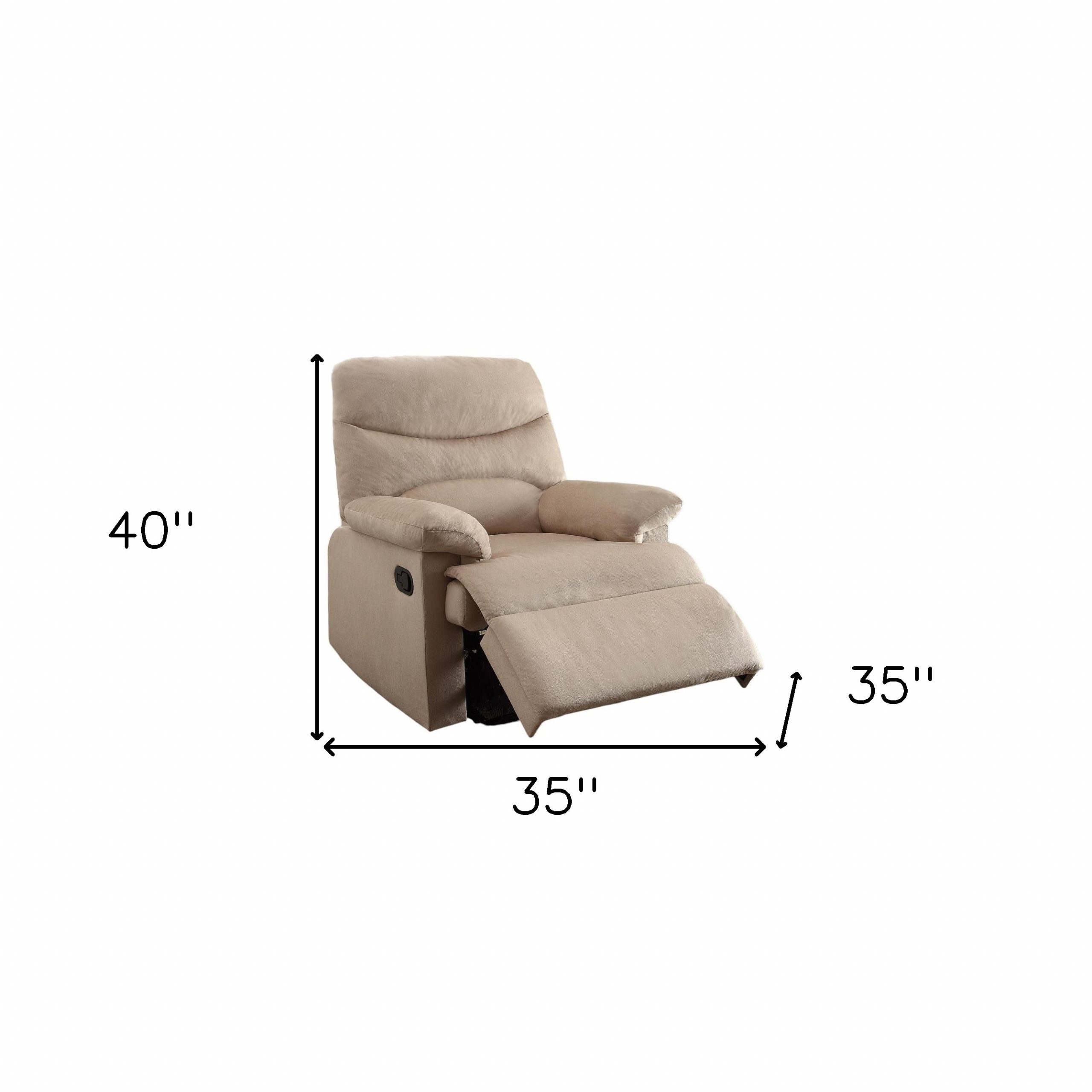 35" Light Brown Microfiber Manual Recliner - Image 6