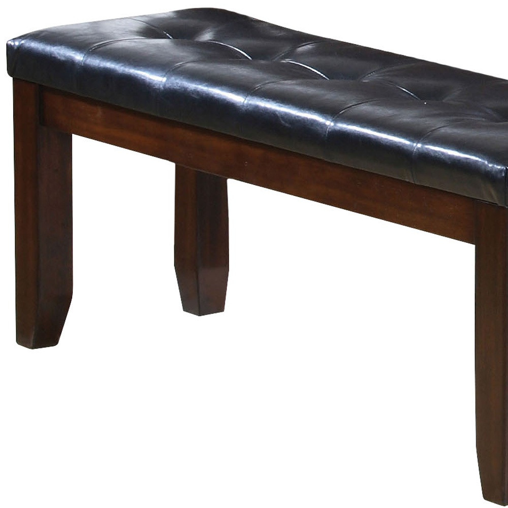 48" Black and Brown Upholstered PU Leather Bench - Image 4