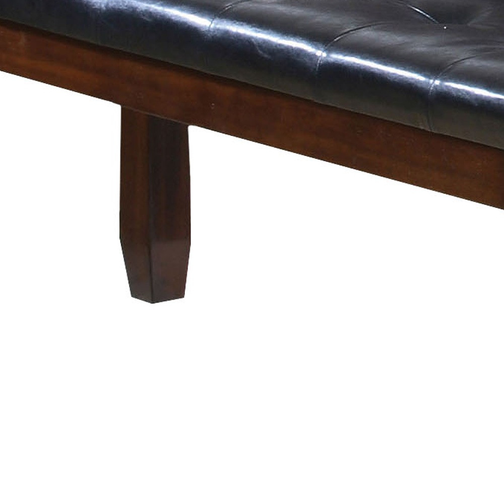48" Black and Brown Upholstered PU Leather Bench - Image 5