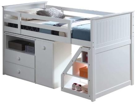 79" X 42" X 47" White Loft Bed With Chest And Swivel Deskladder - Image 2