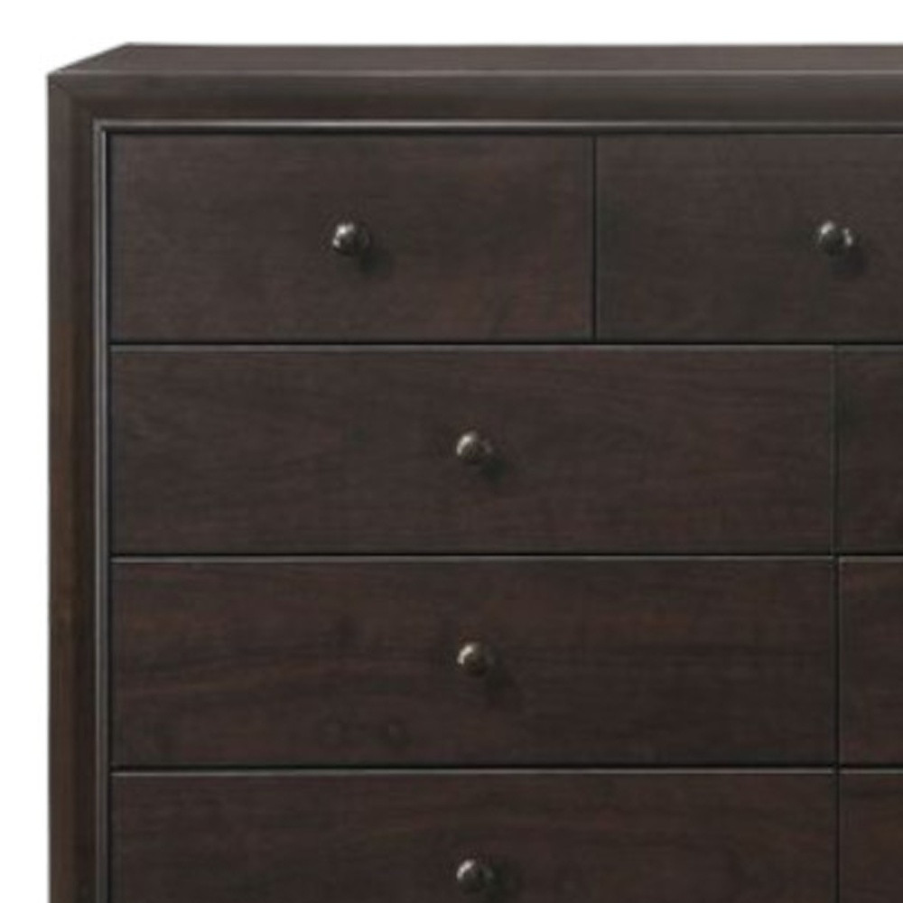 57" Espresso Solid and Manufactured Wood Nine Drawer Double Dresser - Image 4