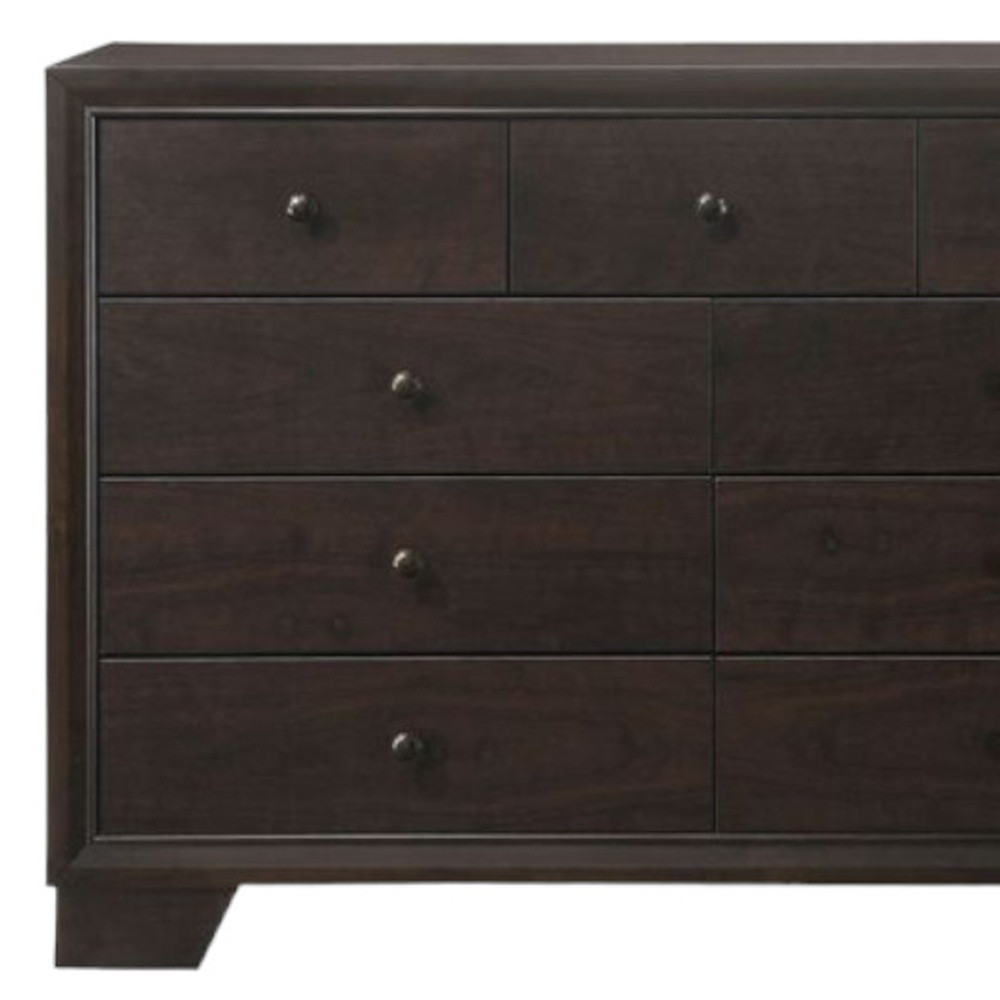 57" Espresso Solid and Manufactured Wood Nine Drawer Double Dresser - Image 5