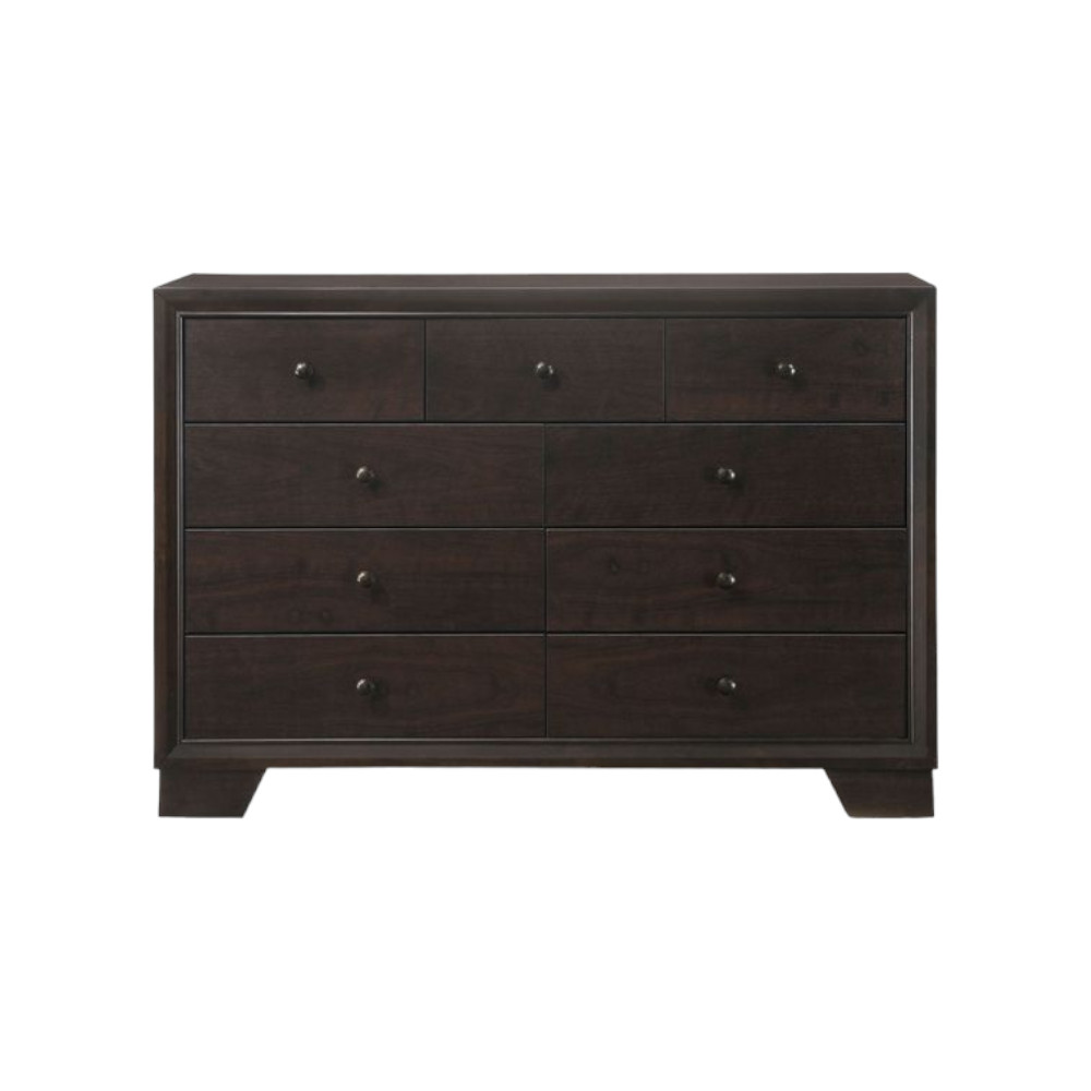 57" Espresso Solid and Manufactured Wood Nine Drawer Double Dresser - Image 2