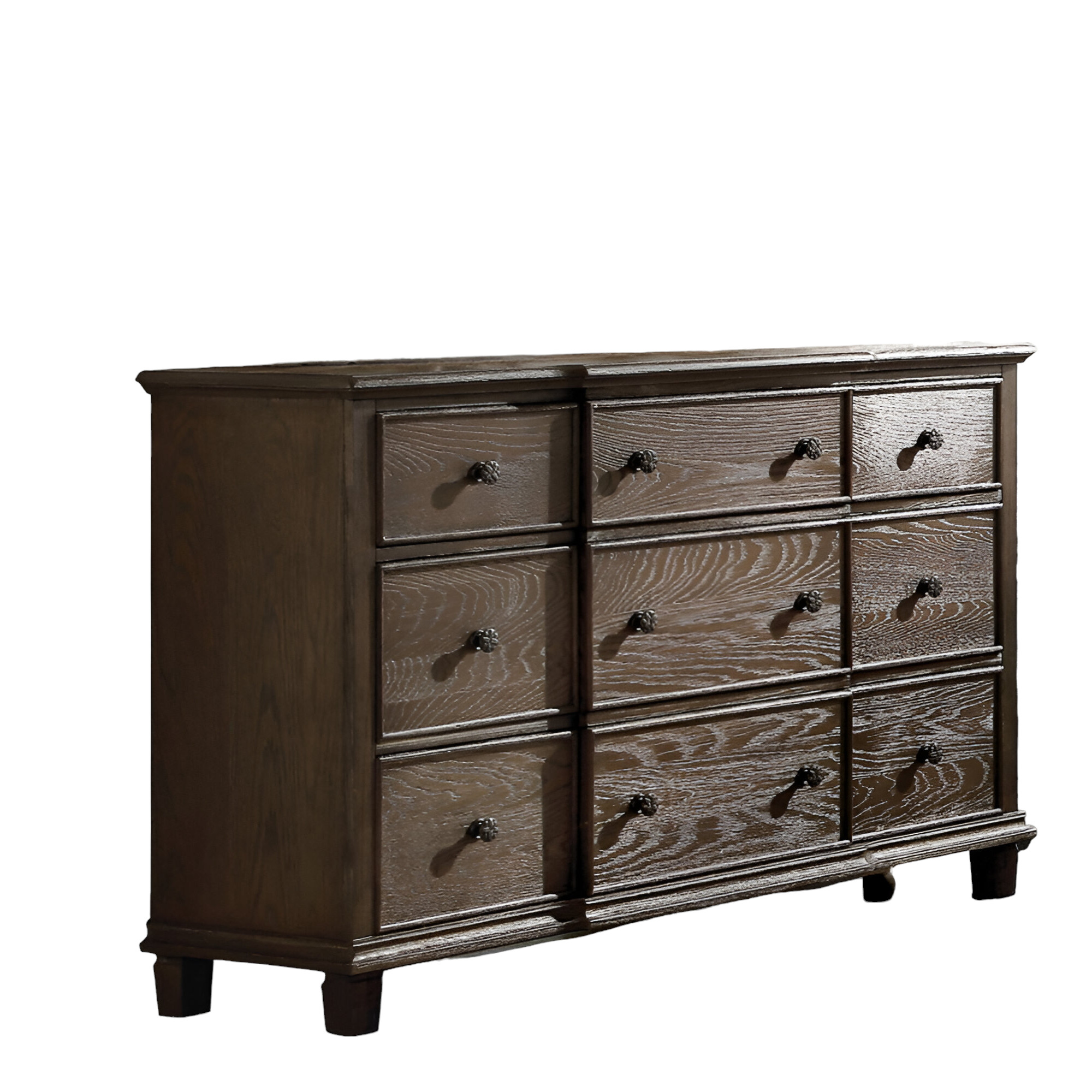 60" Dark Brown Solid Wood Nine Drawer Double Dresser - Image 2