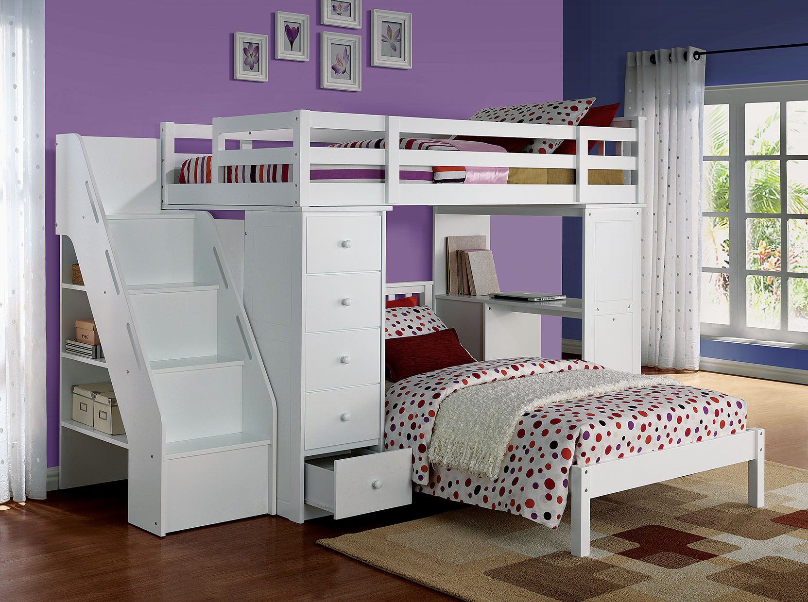 66" White Five Tier Standard Bookcase With Five Drawers - Image 4
