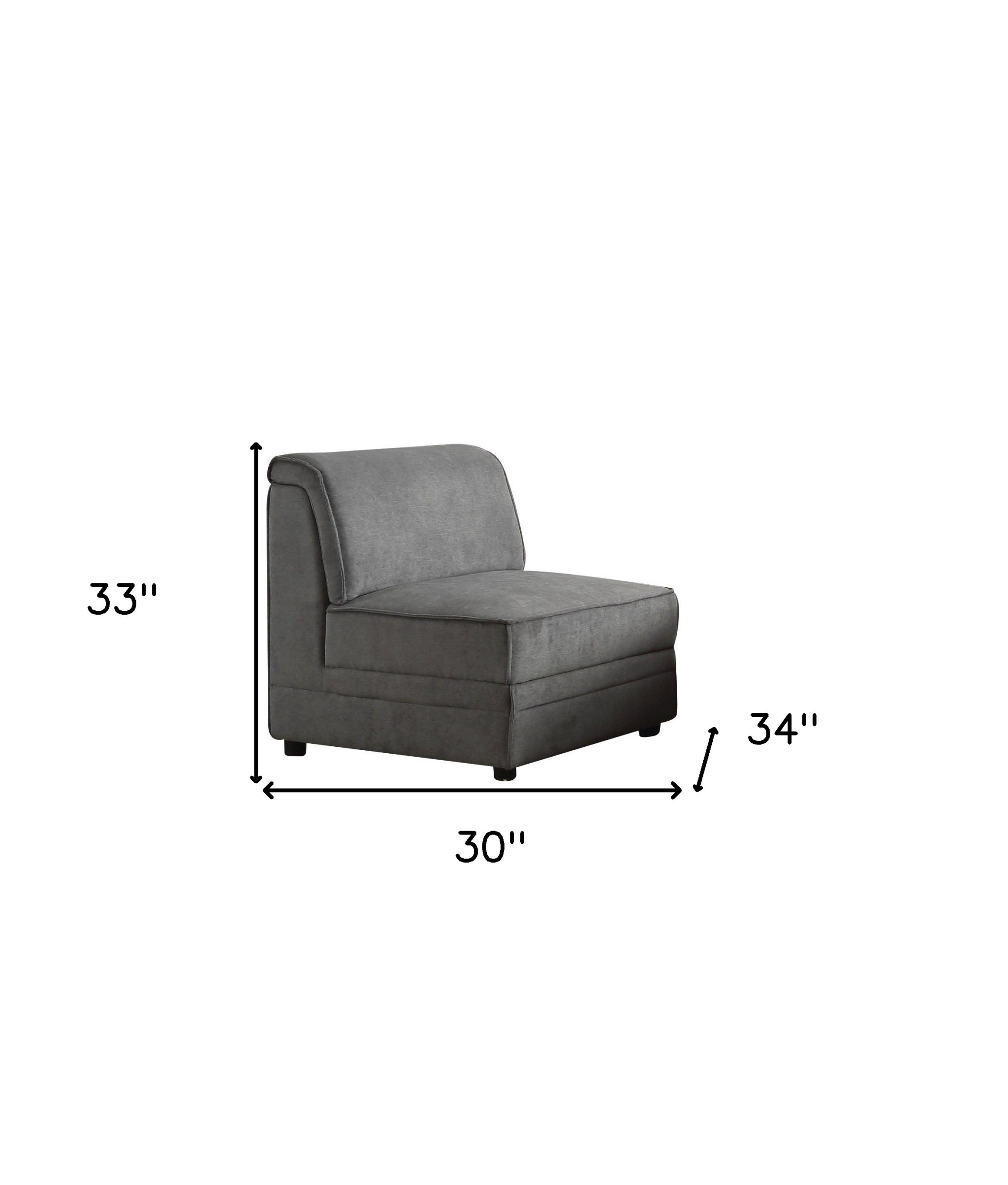 30" Gray and Black Velvet Slipper Chair - Image 5