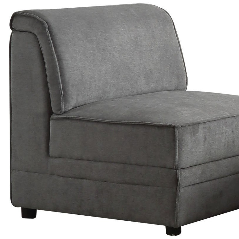 30" Gray and Black Velvet Slipper Chair - Image 3