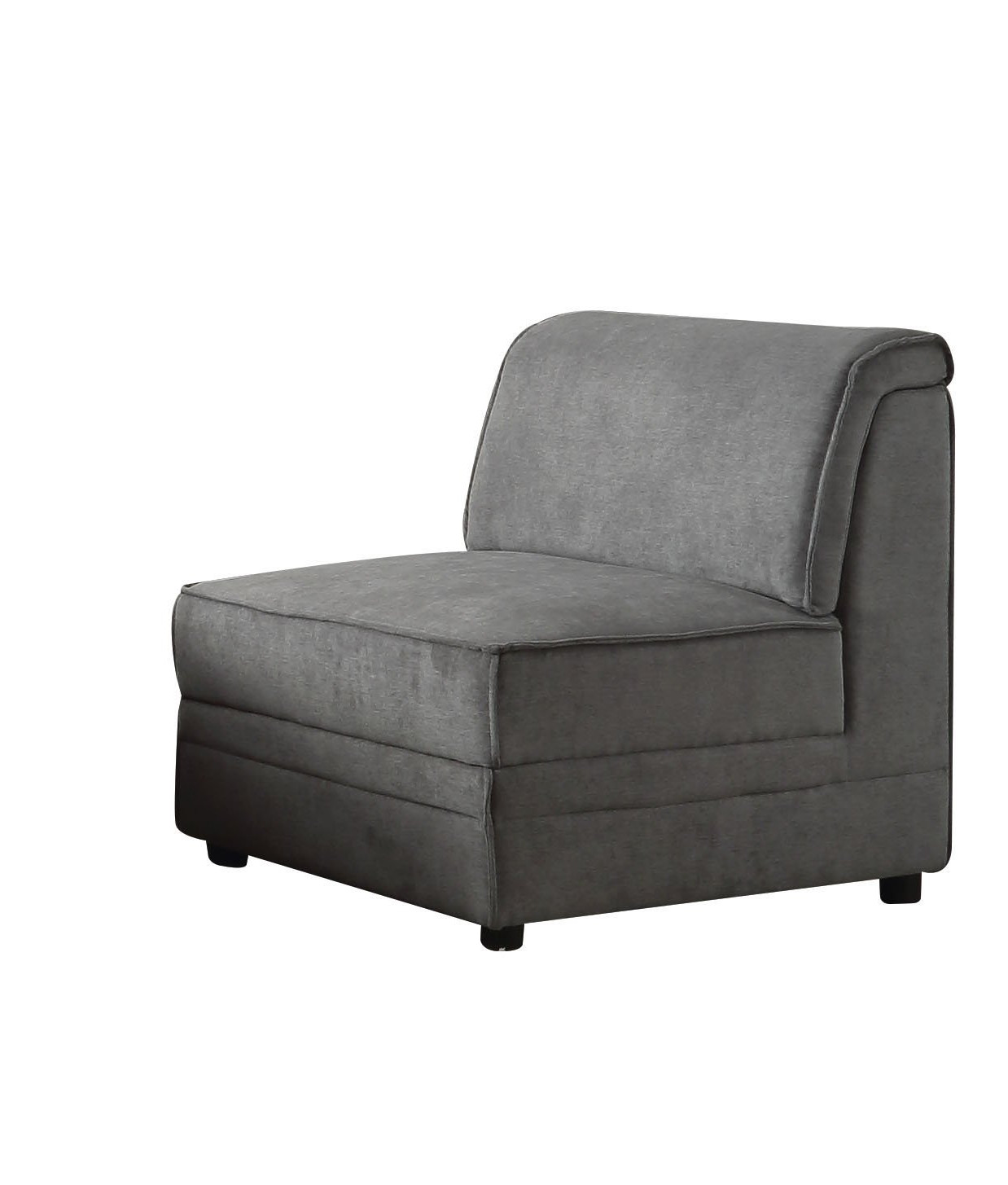30" Gray and Black Velvet Slipper Chair - Image 4