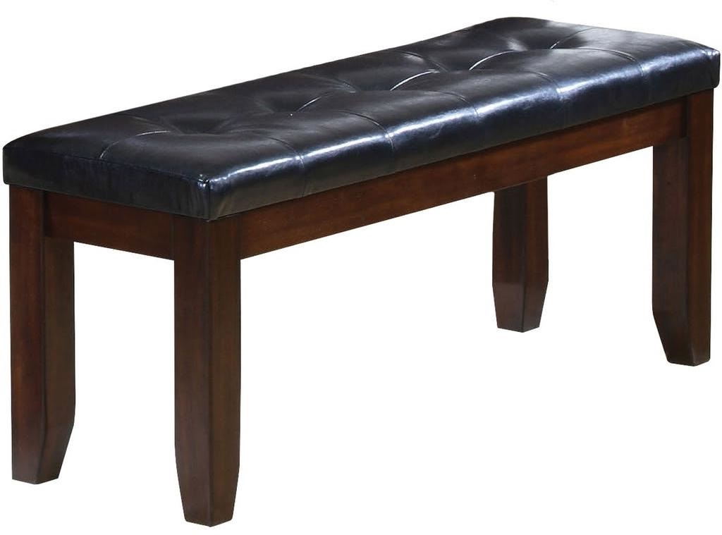 48" Black and Espresso Faux Leather Upholstered Bench - Image 3