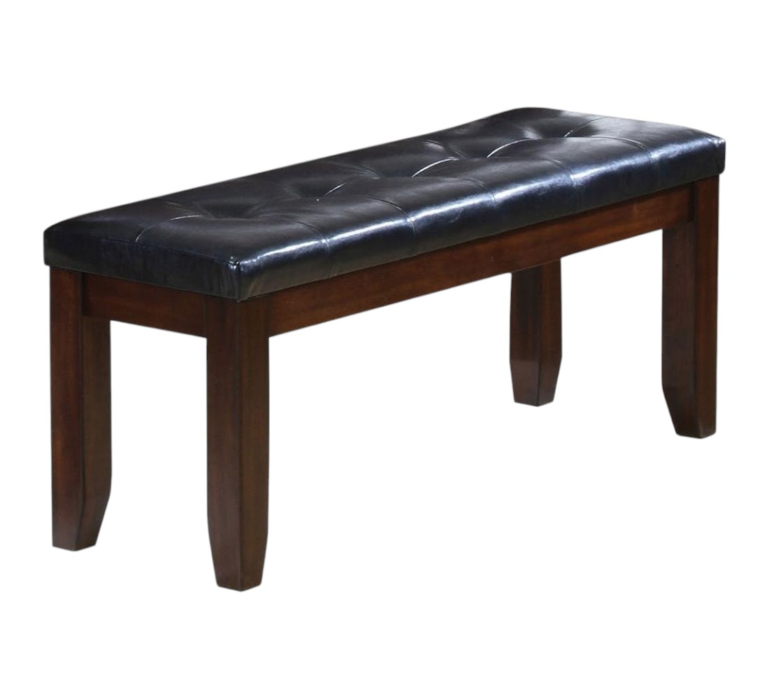 48" Black and Espresso Faux Leather Upholstered Bench - Image 2