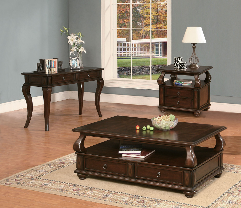 26" Brown Solid Wood Square End Table With Two Drawers And Shelf - Image 7