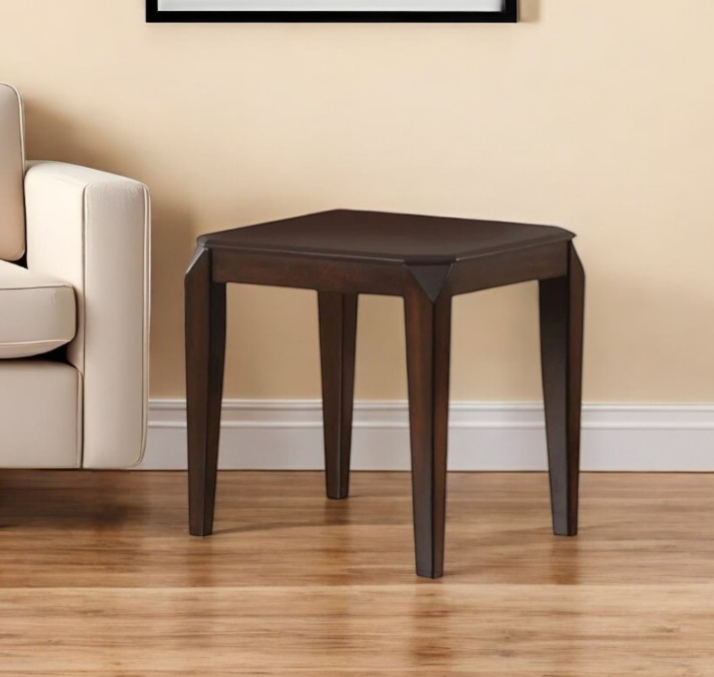 23" Dark Brown Solid Wood End Table - Image 2