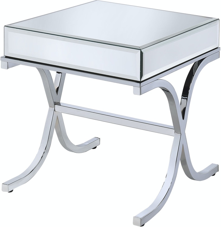 22" Silver And Clear Glass Square Mirrored End Table - Image 4