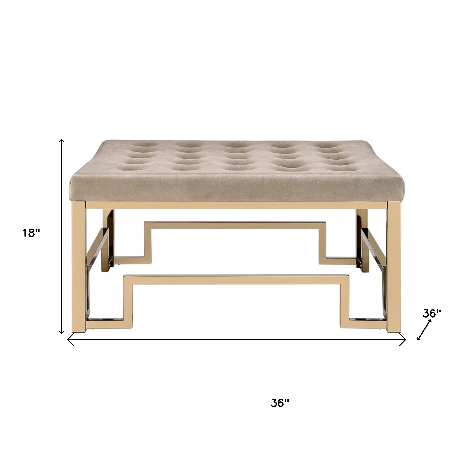 36" Champagne Polyester Tufted Cocktail Ottoman - Image 9