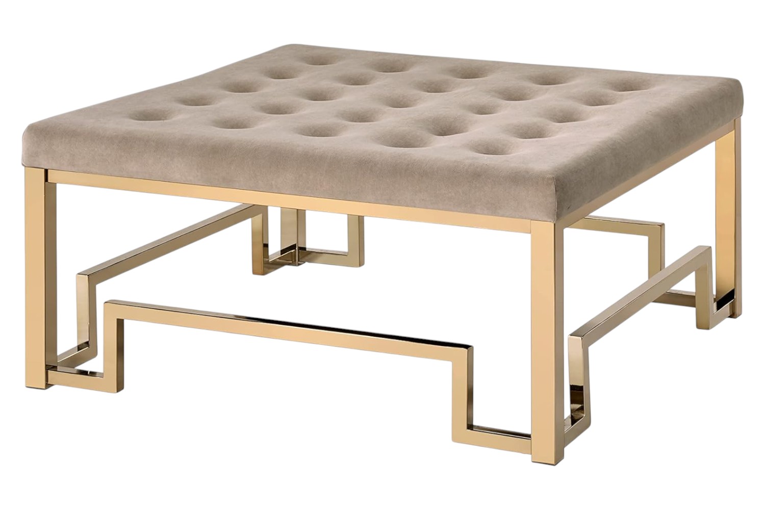 36" Champagne Polyester Tufted Cocktail Ottoman - Image 2