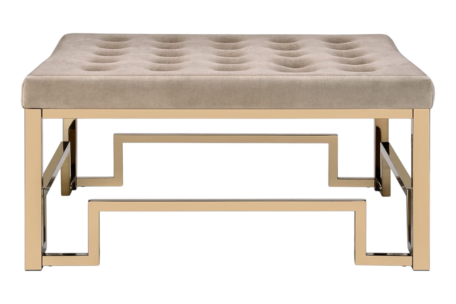 36" Champagne Polyester Tufted Cocktail Ottoman - Image 3