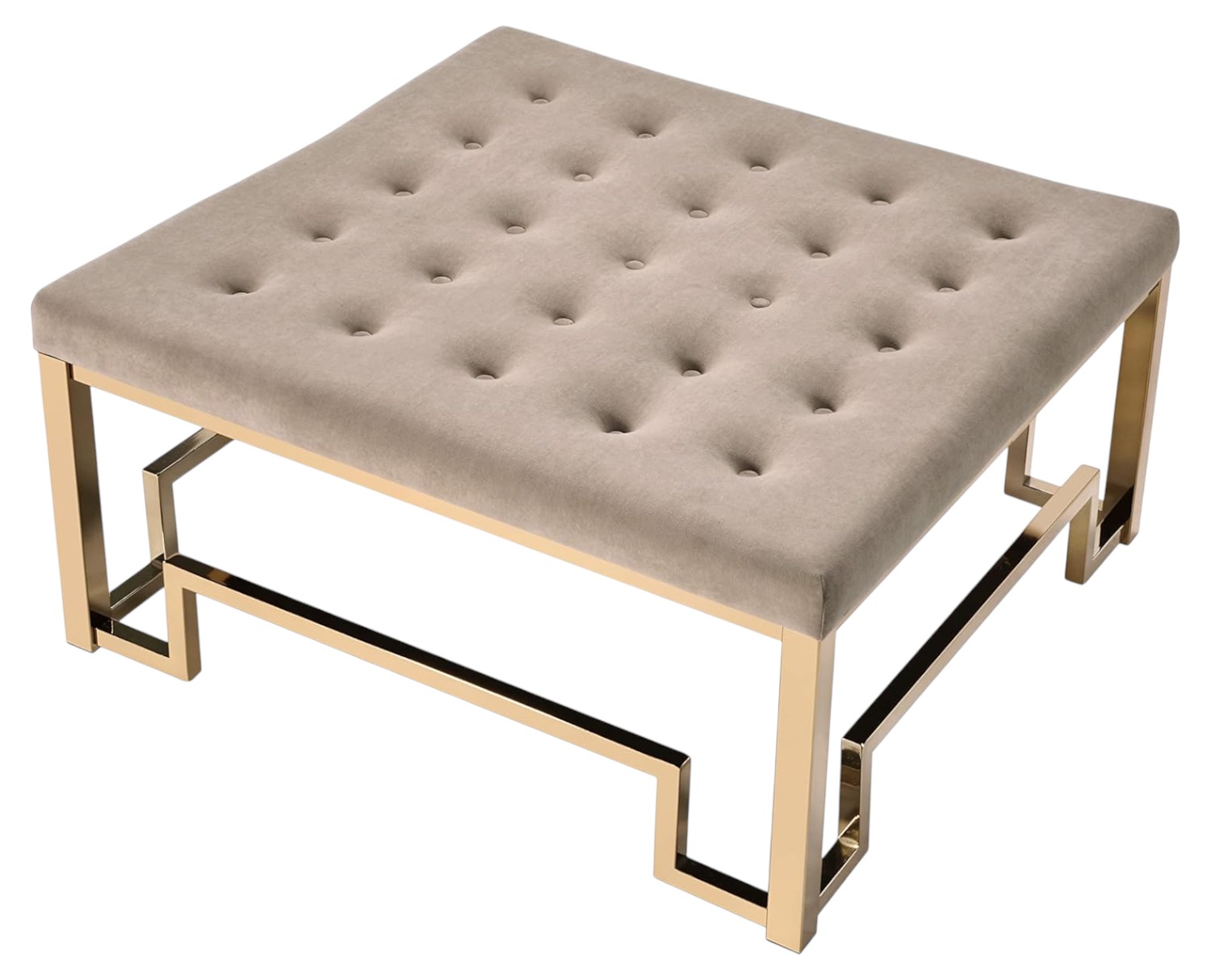 36" Champagne Polyester Tufted Cocktail Ottoman - Image 4