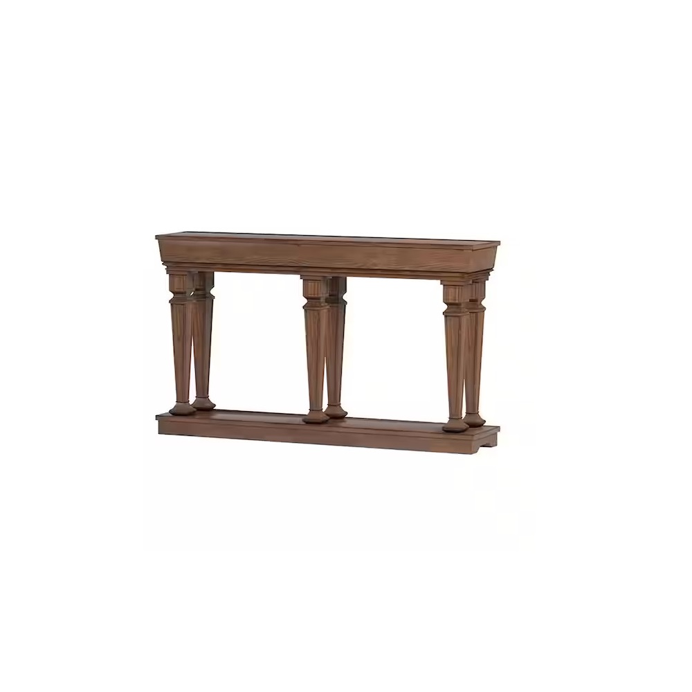 60" Brown Solid Wood Floor Shelf Console Table - Image 3
