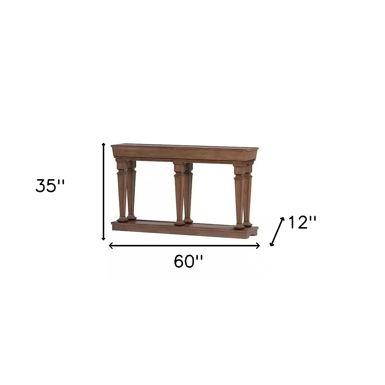 60" Brown Solid Wood Floor Shelf Console Table - Image 6