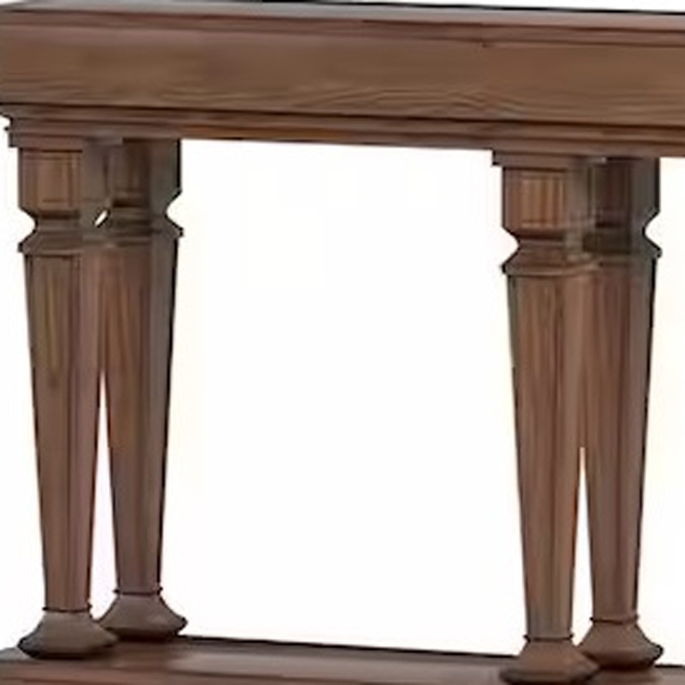 60" Brown Solid Wood Floor Shelf Console Table - Image 4