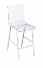 39" Clear and Silver Acrylic and Metal Counter Height Bar Chair