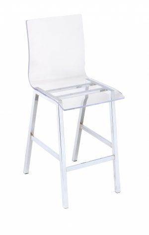 39" Clear and Silver Acrylic and Metal Counter Height Bar Chair