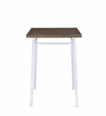 30" Brown and White Metal and Solid Wood Square Bar Table