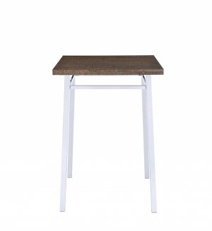 30" Brown and White Metal and Solid Wood Square Bar Table