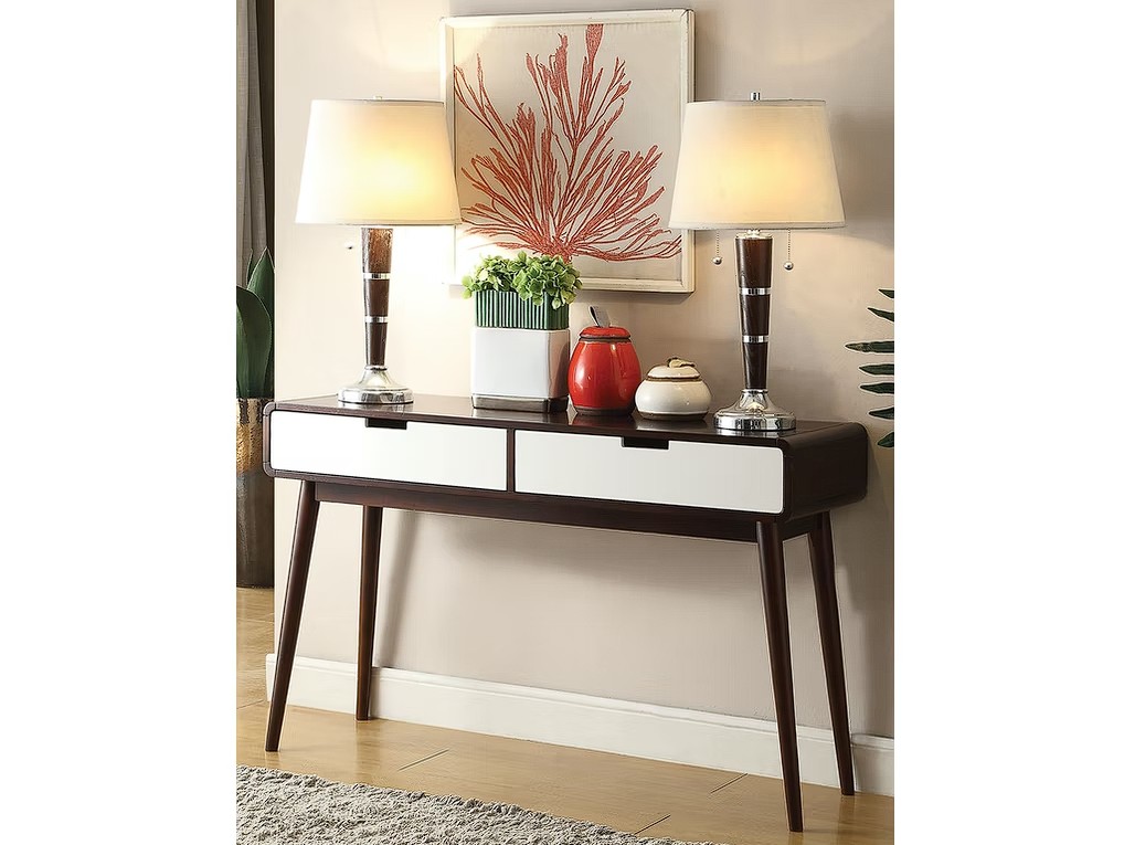 Mahogony And White Double Drawer Console Table - Image 5