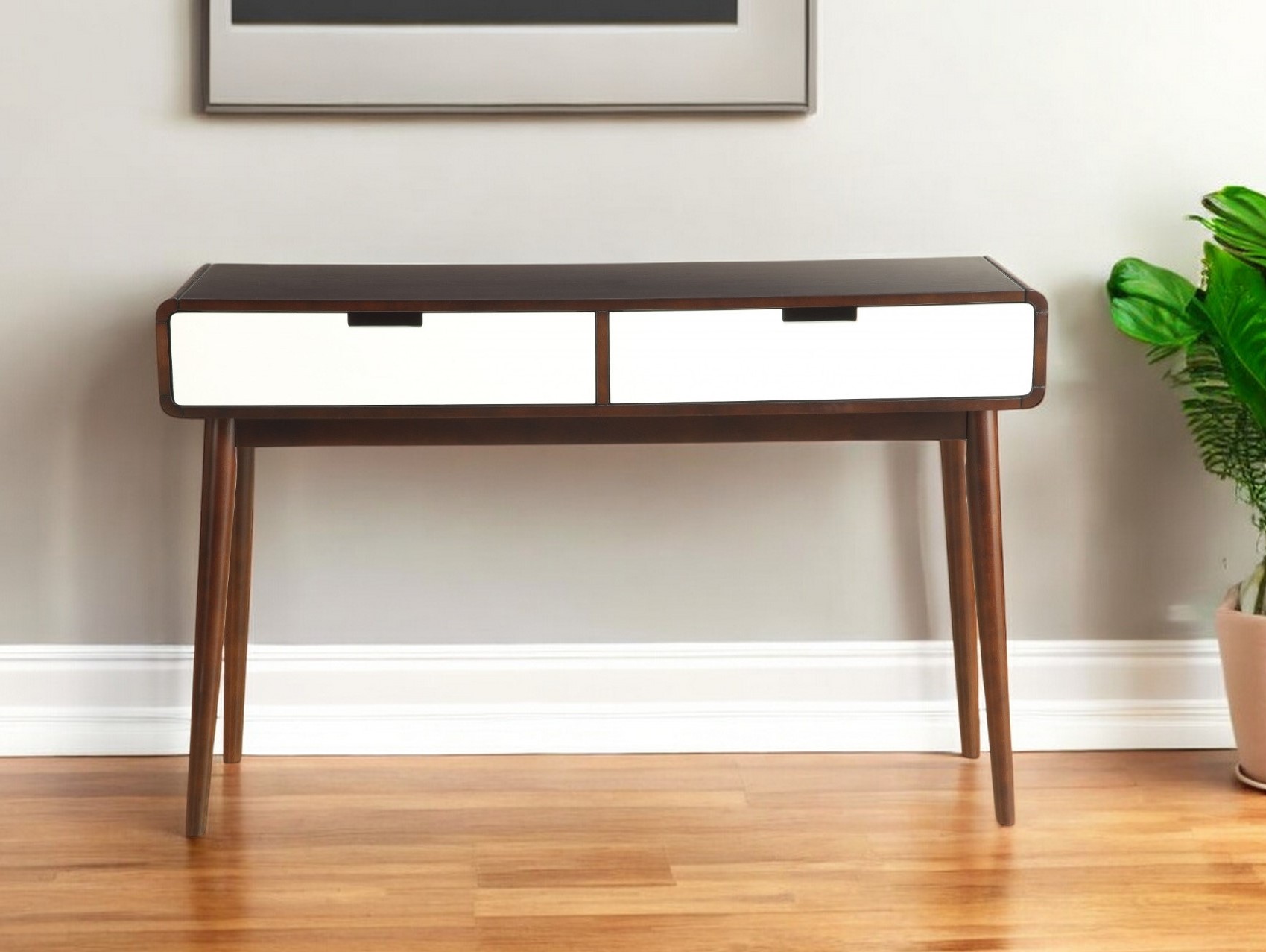 Mahogony And White Double Drawer Console Table - Image 2