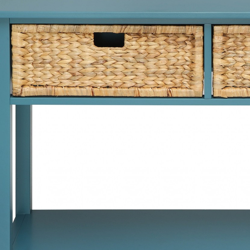 44" Teal Blue Solid Wood Console Table - Image 3