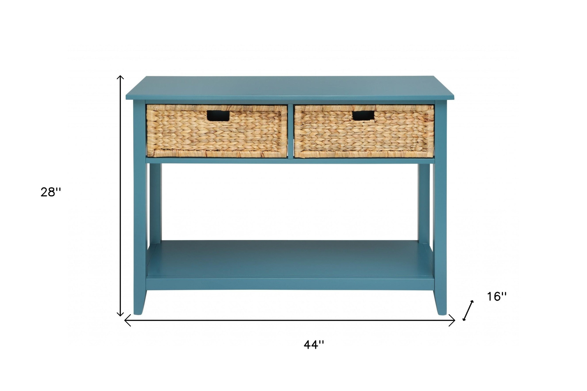 44" Teal Blue Solid Wood Console Table - Image 5