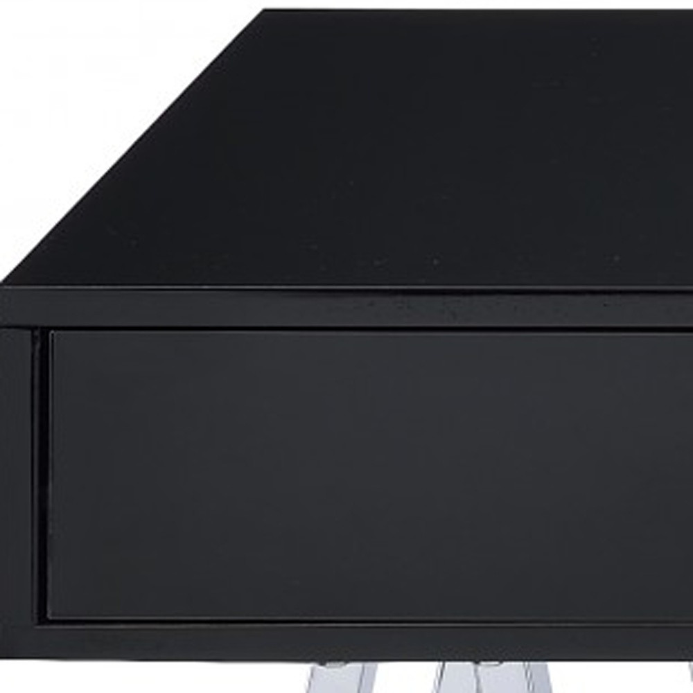 54" Black and Silver Writing Desk With Two Drawers - Image 4