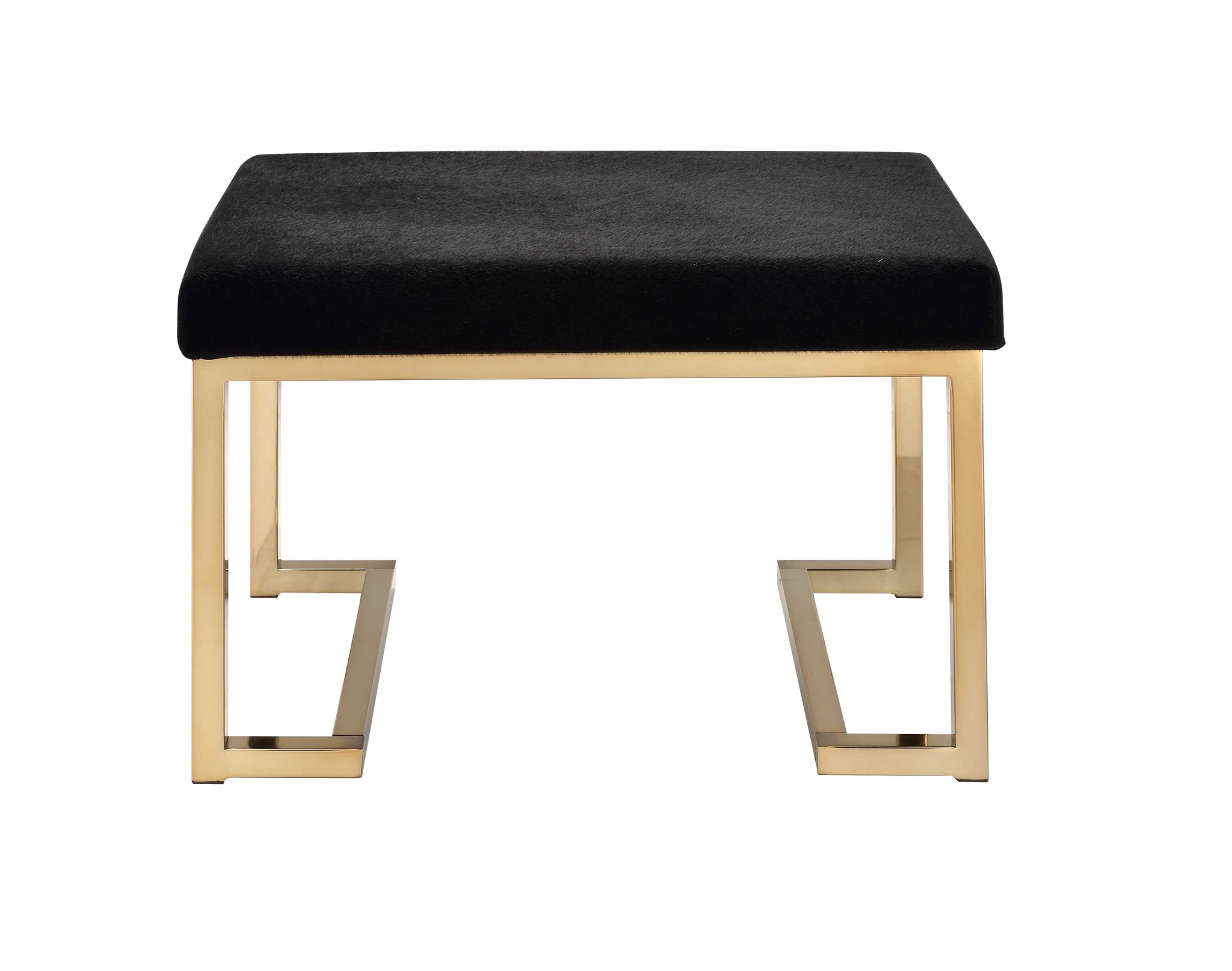 24" Black Polyester and Gold Ottoman - Image 2